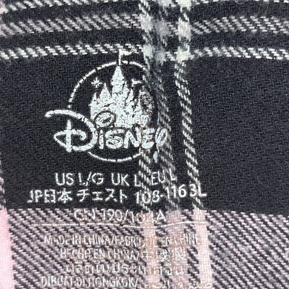 DISNEY LA RATATOUILLE REMY Plaid Flannel Button Down Pink & Black Ombre Shirt  L - Picture 9 of 13